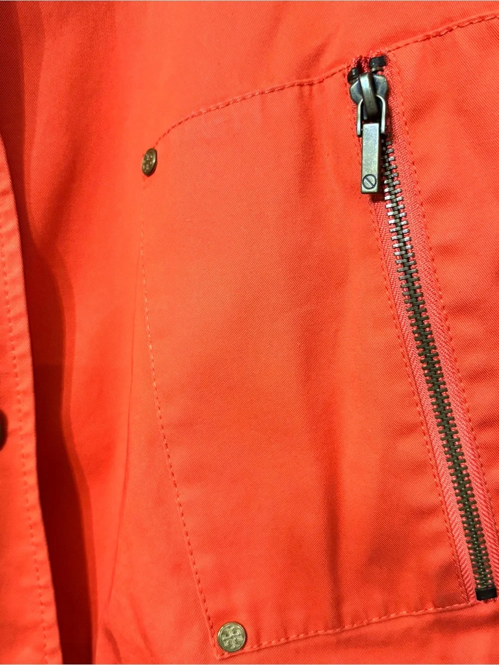 Tory Burch Bright Orange Curtis Utility Button-Front Utility Jacket
